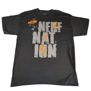 Nerf Nation Sz L Shirt Tee Black Orange Nerf Gun Nation T-Shirt Slim